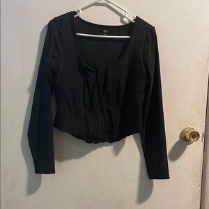 Express Black Ruched Crop Blouse